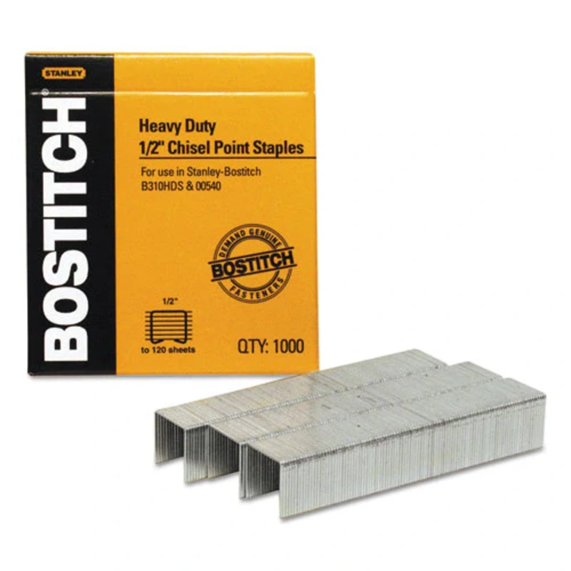 Heavy-duty Premium Staples, 0.5″ Leg, 0.5″ Crown, Steel, 1,000/box